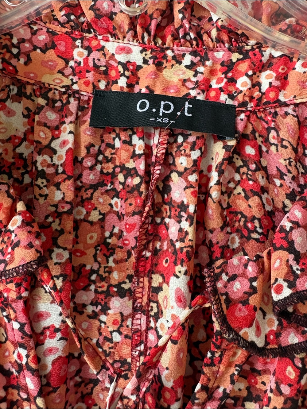 OPT One Pretty Time Floral Boho Midi XS Pink Orange Multi color Cottagecore - Picture 3 of 6
